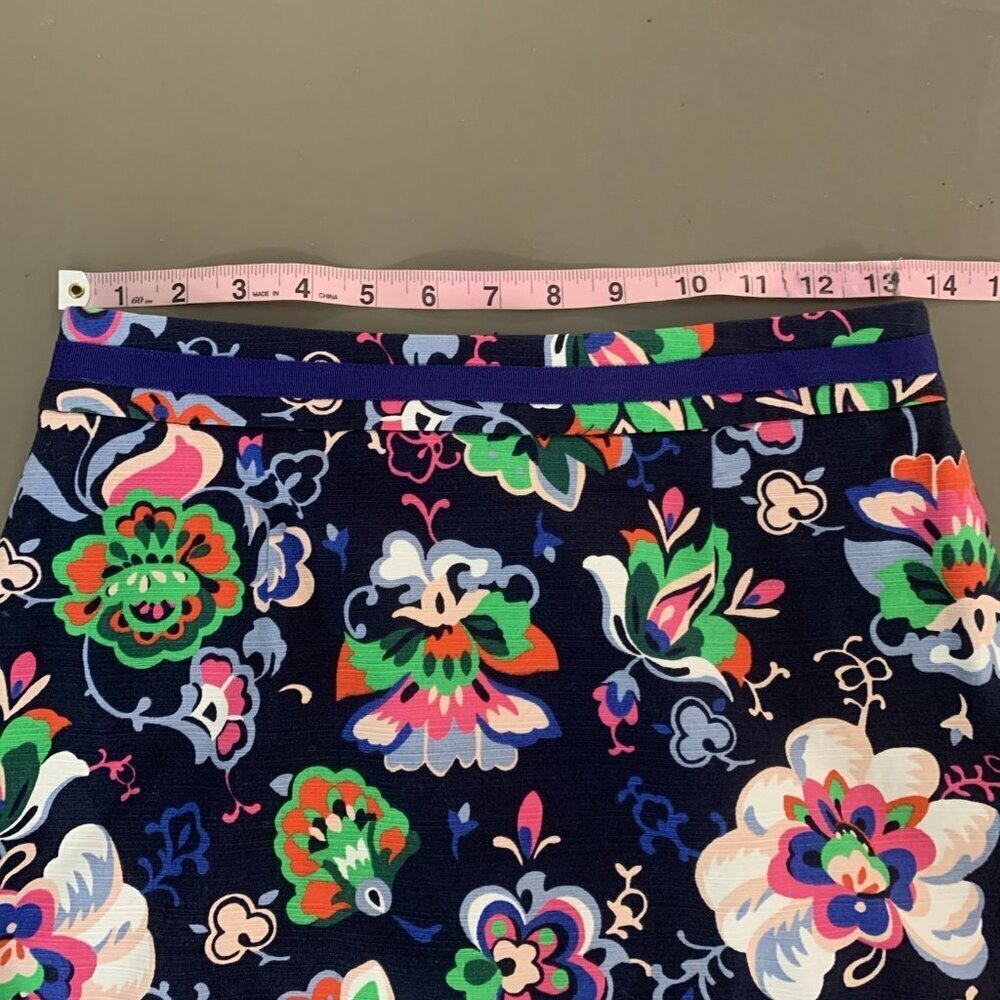 Boden Womens 4L Skirt Floral Cotton Pencil Lined NWOT Office Navy Colorful Midi - Picture 13 of 16